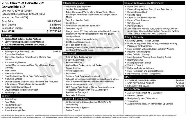 2025 Chevrolet Corvette ZR1 1LZ