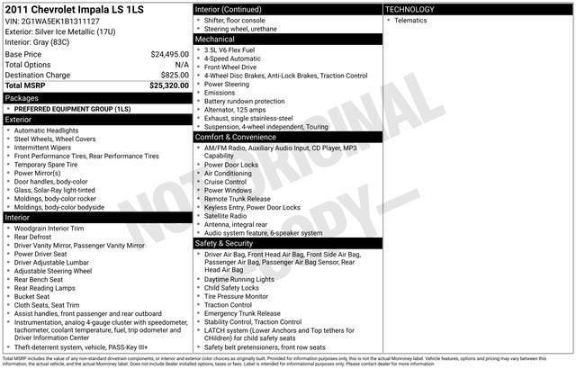 2011 Chevrolet Impala LS Retail