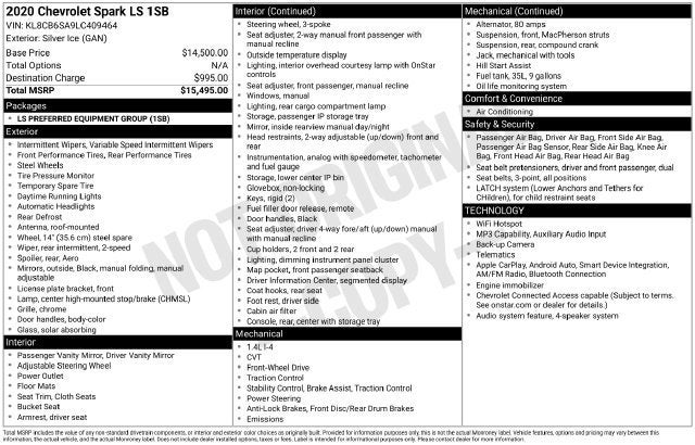 2020 Chevrolet Spark LS